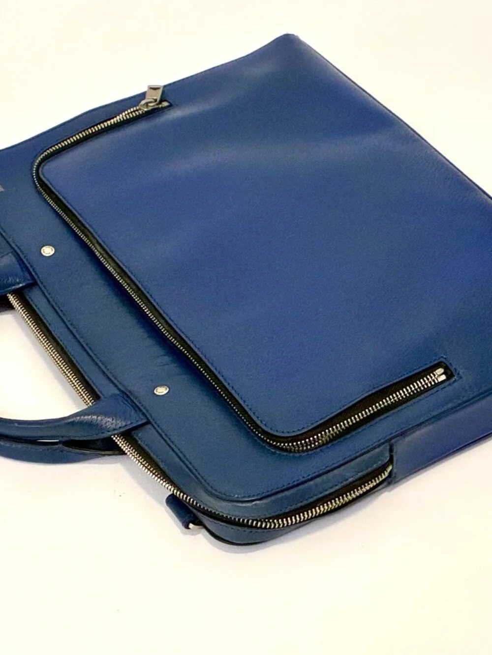 Jack Spade Mason Leather Slim Briefcase Cobalt Blue